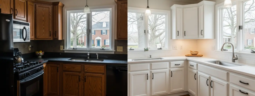 Cabinet Painting Before and After Northern Virginia